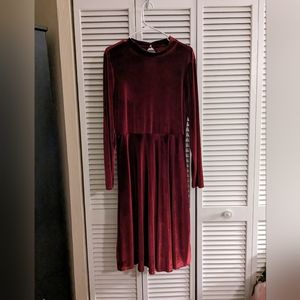 Amazon Red Velvet A-Line Dress Long Sleeve. Size is believed to be L-XL